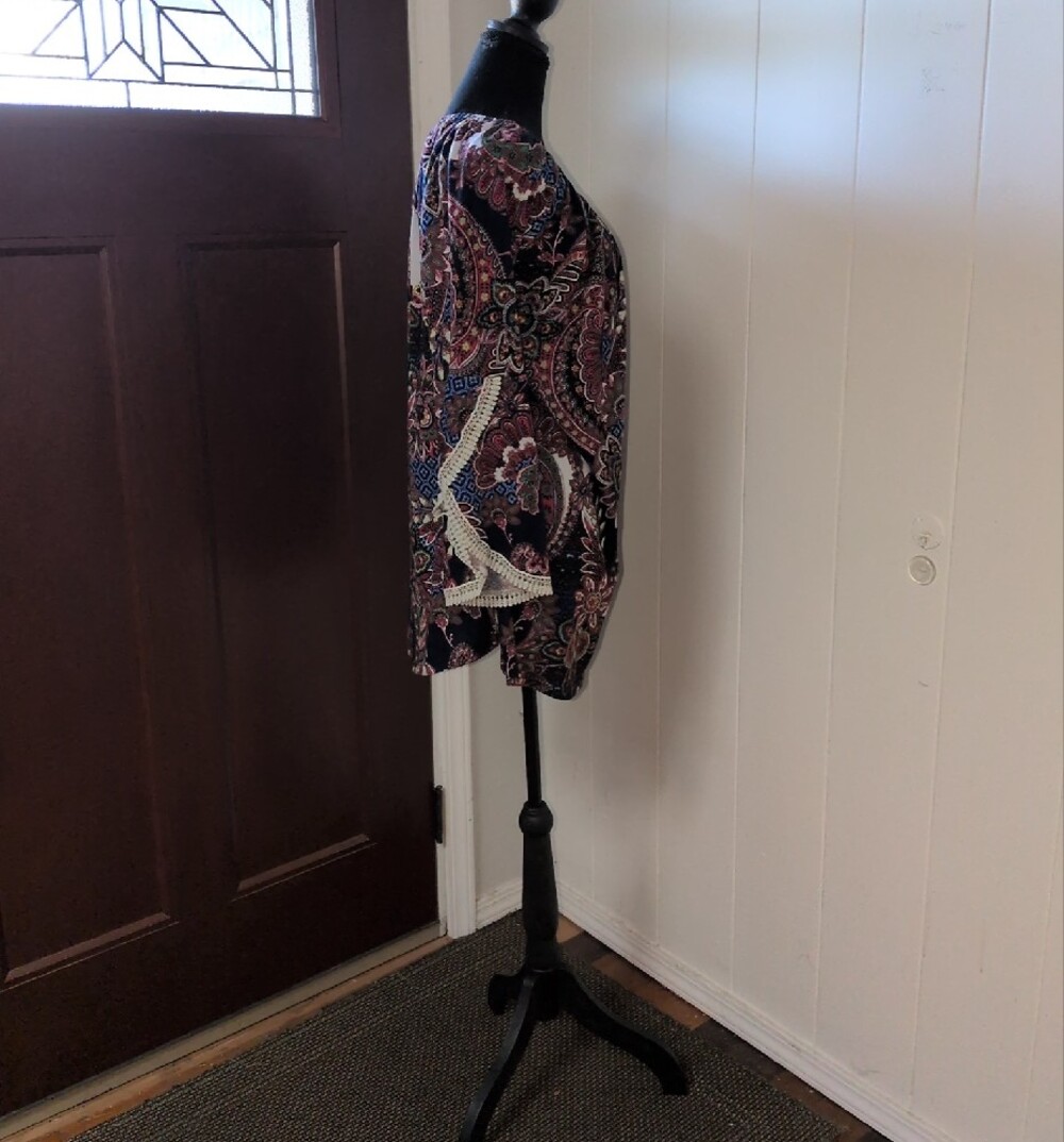 Bohemian Floral Paisley Off-Shoulder Tunic Top Multicolor Size XL - Picture 3 of 13